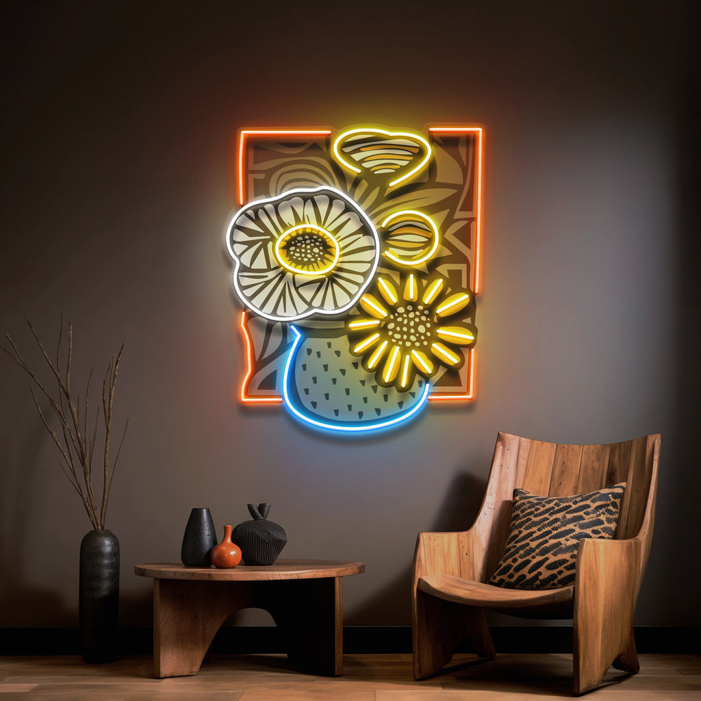 Flower Vase In Abstract Art LED Neon Sign Light