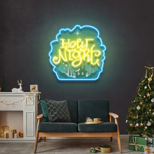 Holy Night Xmas Acrylic Artwork Led Neon Sign Light