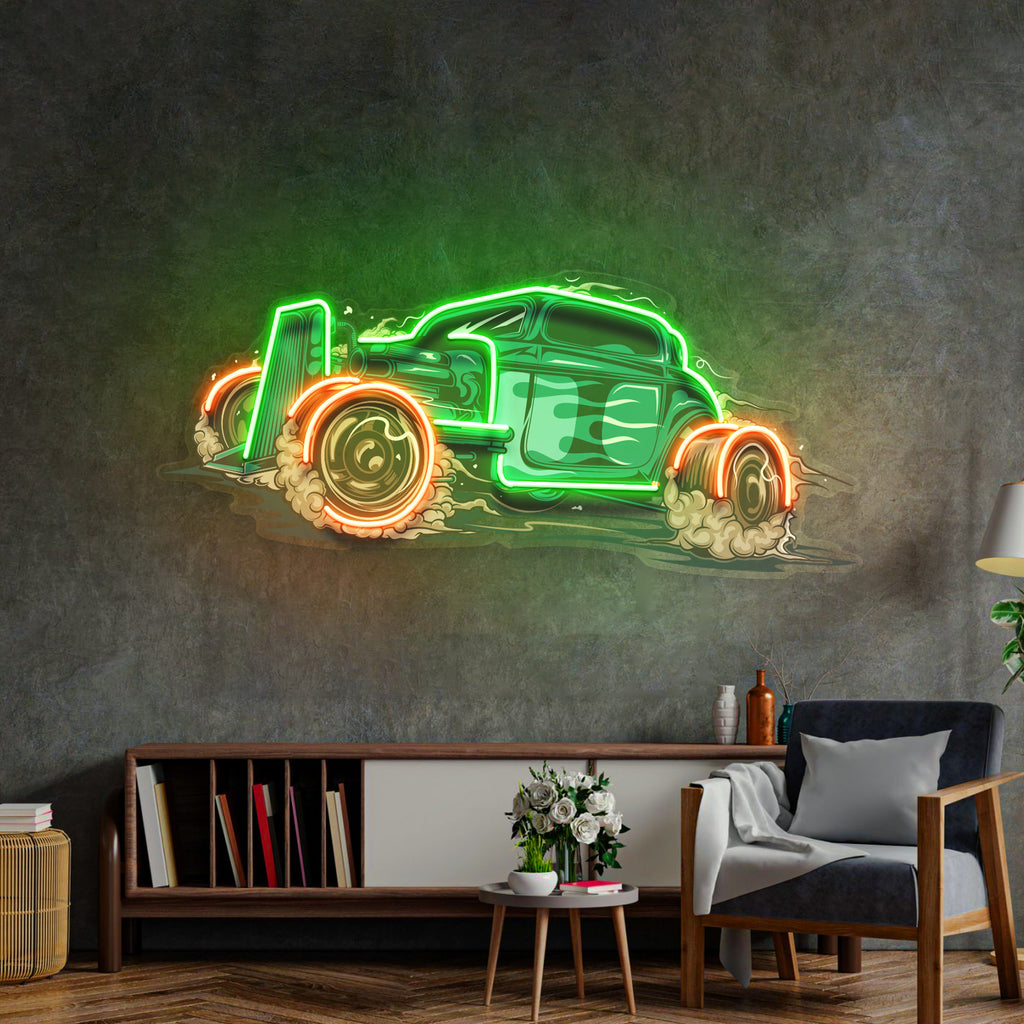 Hotrod Car LED Neon Sign Light Pop Art