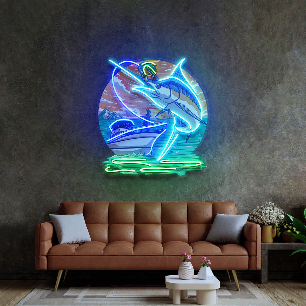 Marlin Sea Fishing LED Neon Sign Light Pop Art