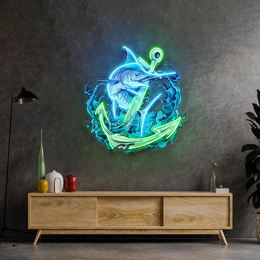Marlin Fish with Anchor LED Neon Sign Light Pop Art – Neonzastudio