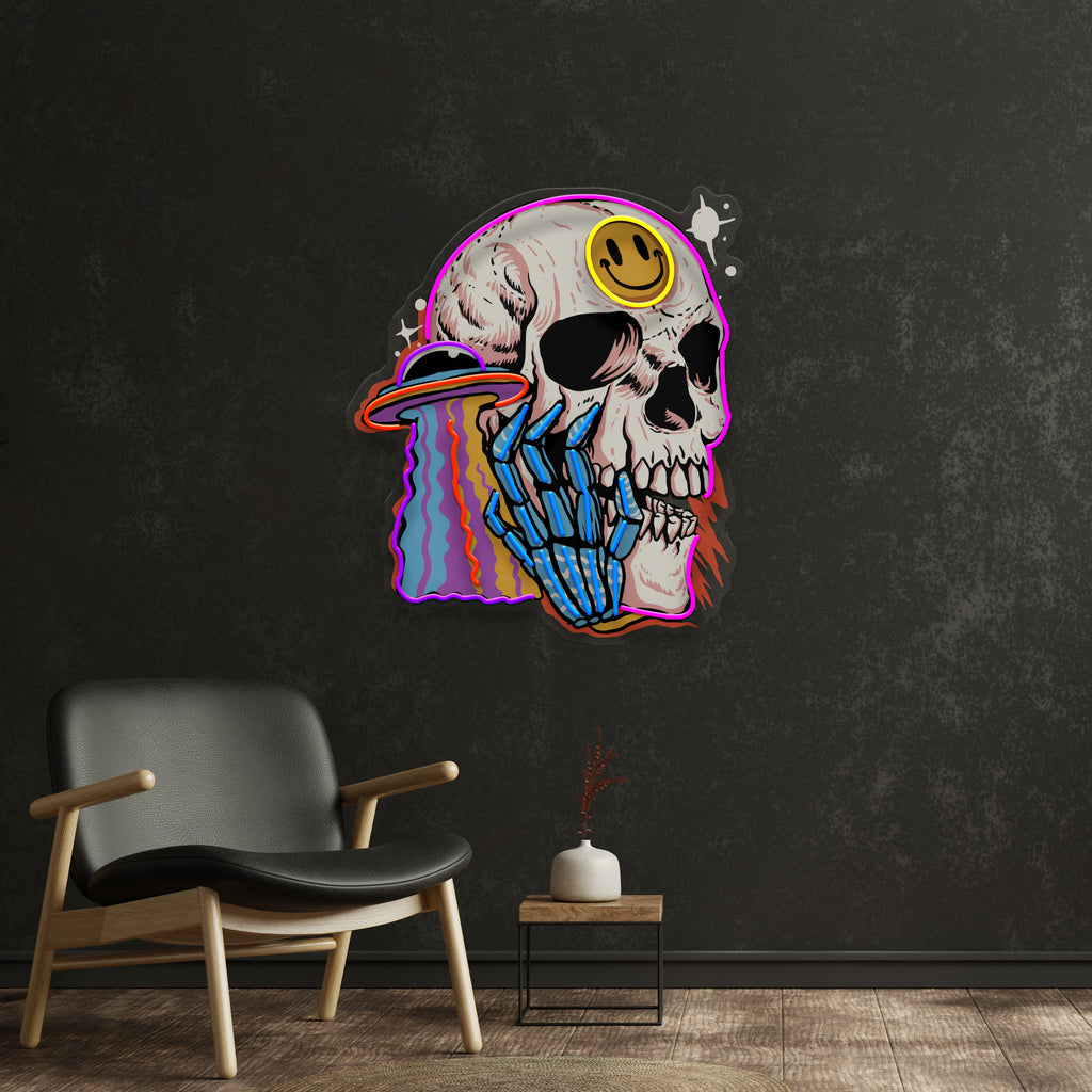 UFO Skull Vibe LED Neon Sign Light Pop Art