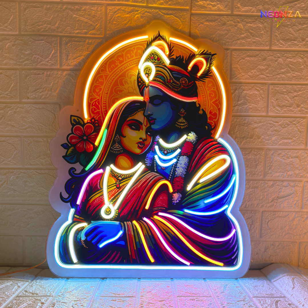 Radha Krishna neon sign artwork