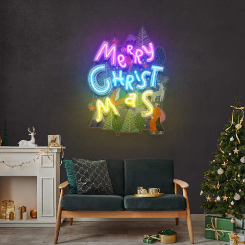 Wavy Merry Christmas Art Work Led Neon Sign Light