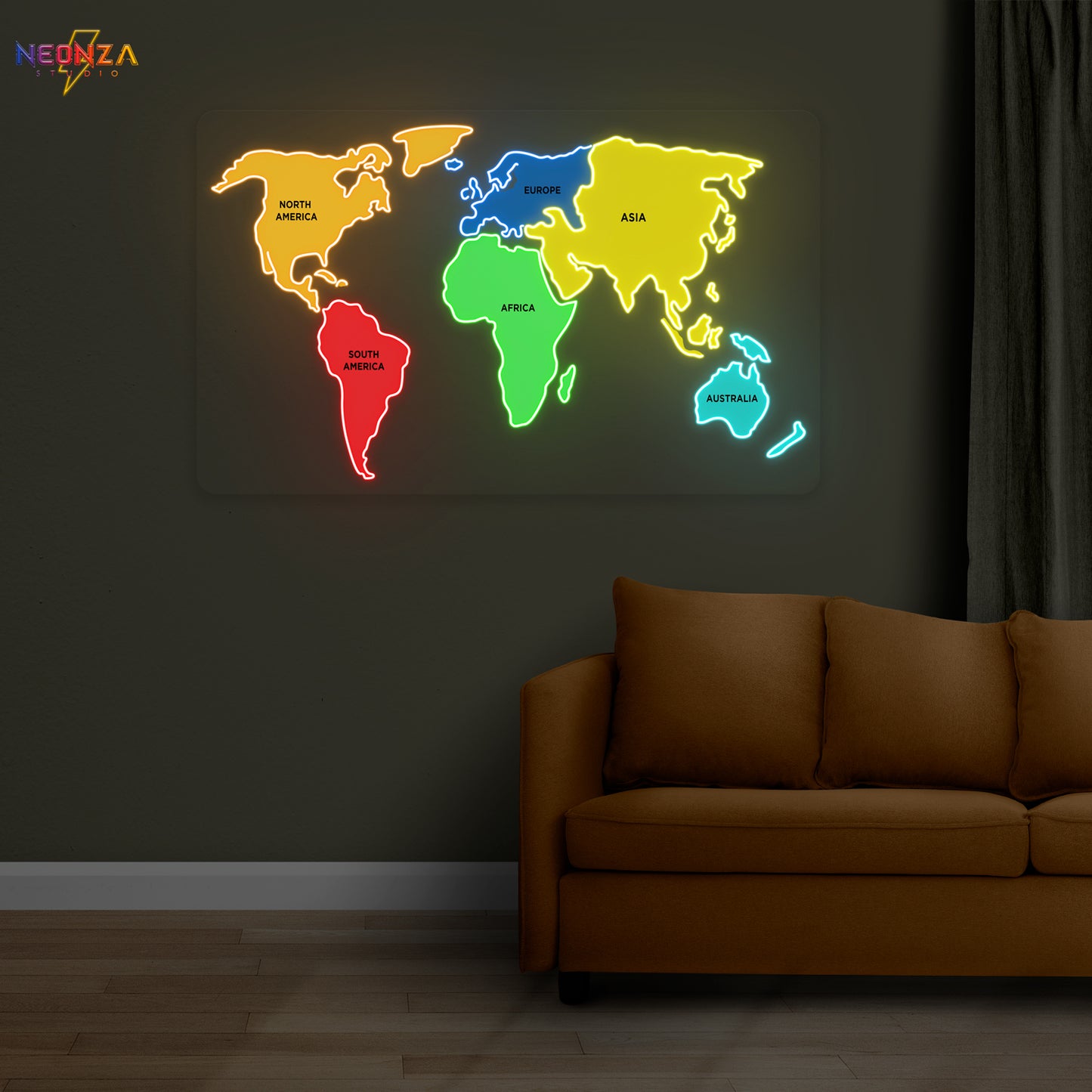 World Map Neon Sign Artwork