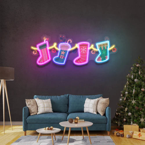 Xmas Socks Family Art Work Led Neon Sign Light – Neonzastudio