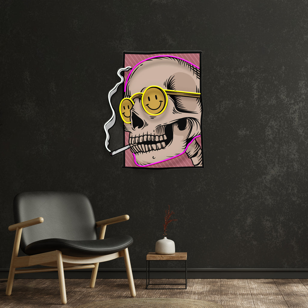 Cigarette Skull LED Neon Sign Light Pop Art