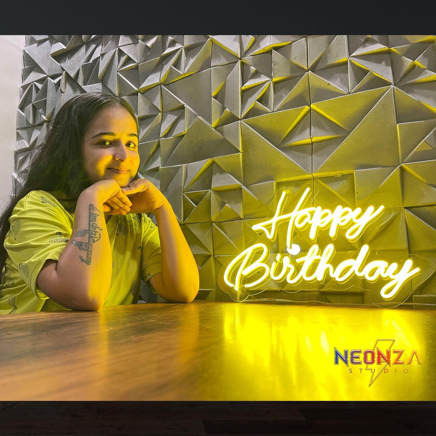 Yellow Happy Birthday Neon Sign - Neonzastudio