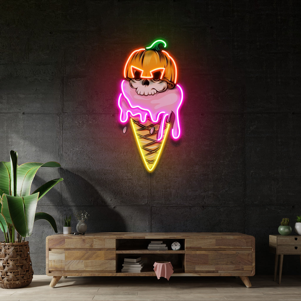 Ice Cream Skull LED Neon Sign Light Pop Art
