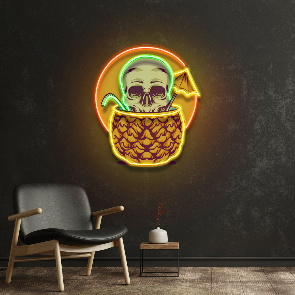 Pineapple Skull LED Neon Sign Light Pop Art