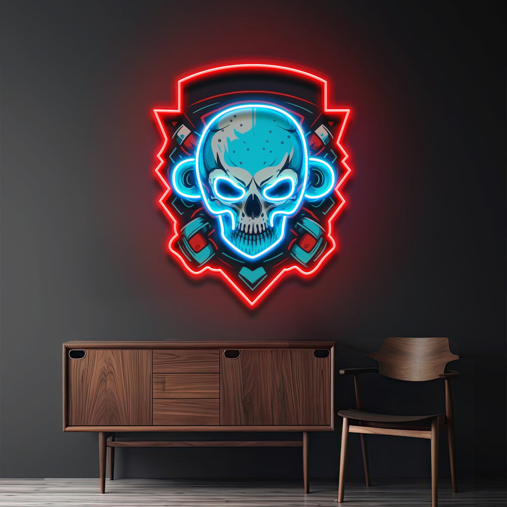 Shield Monkey Skull LED Neon Sign Light Pop Art