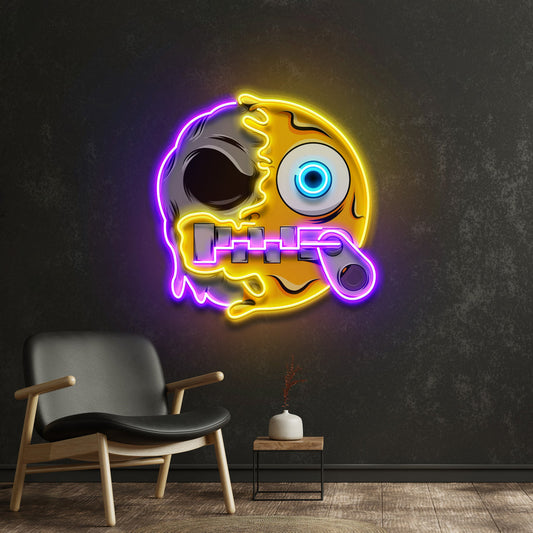 Silence Emoji Skull LED Neon Sign Light Pop Art