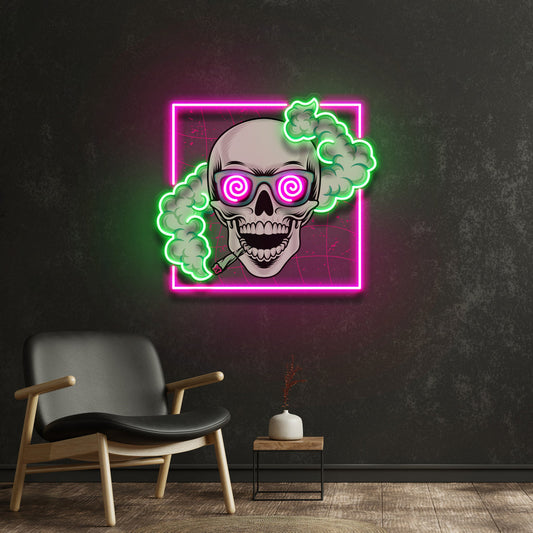 Smoking High Skull LED Neon Sign Light Pop Art