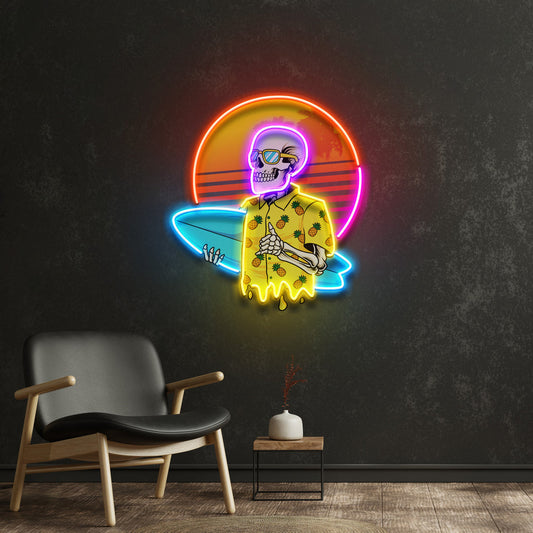 Summer Skull Vibe LED Neon Sign Light Pop Art