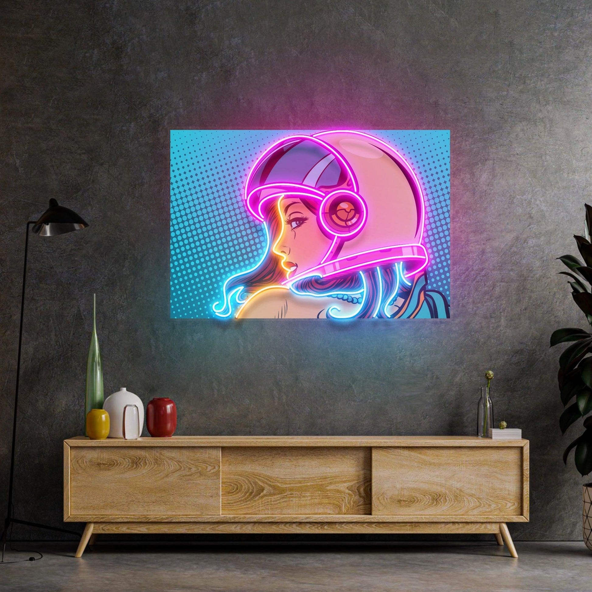 Astronaut Girl Led Neon Acrylic Artwork - Neonzastudio