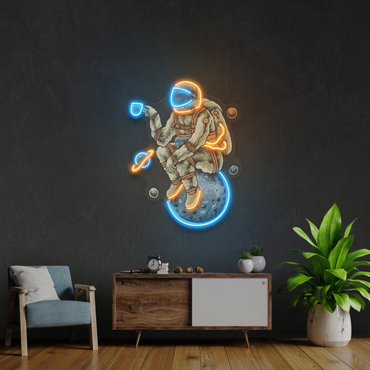 Astronaut Coffee Artwork Led Neon Sign Light