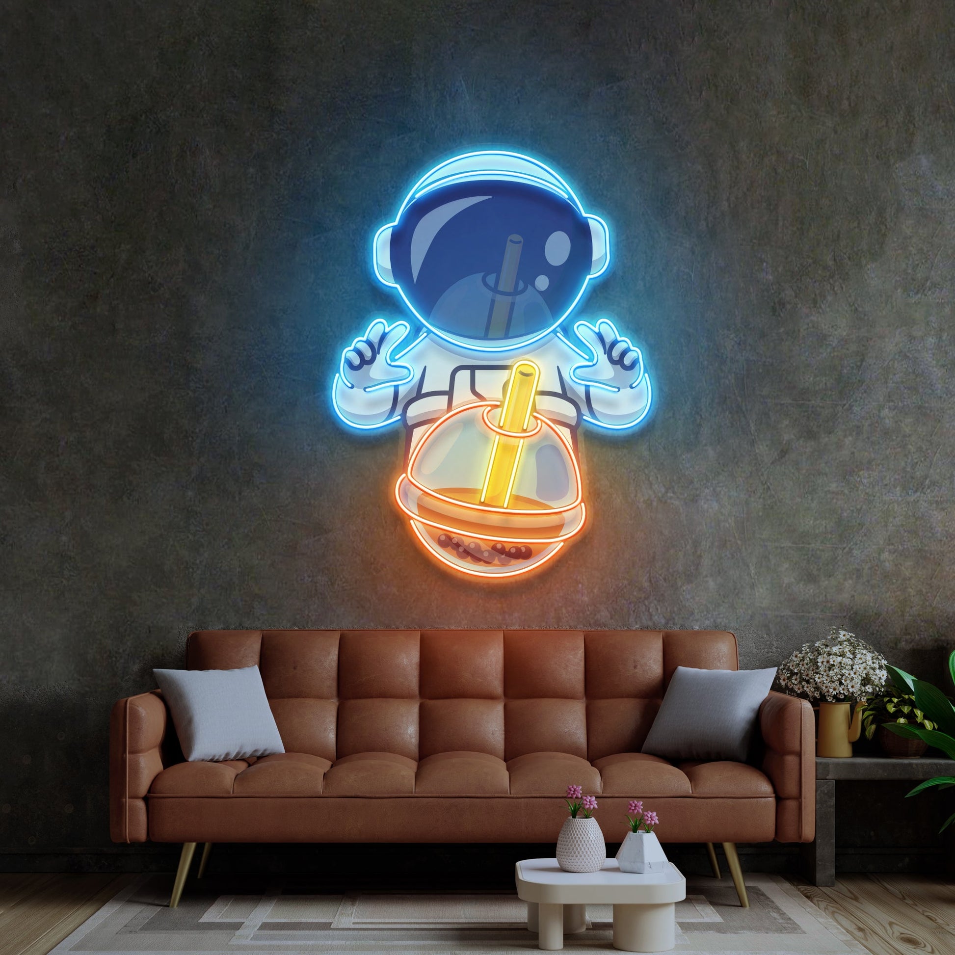 Astronaut Drinking Milktea LED Neon Sign Light Pop Art - Neonzastudio