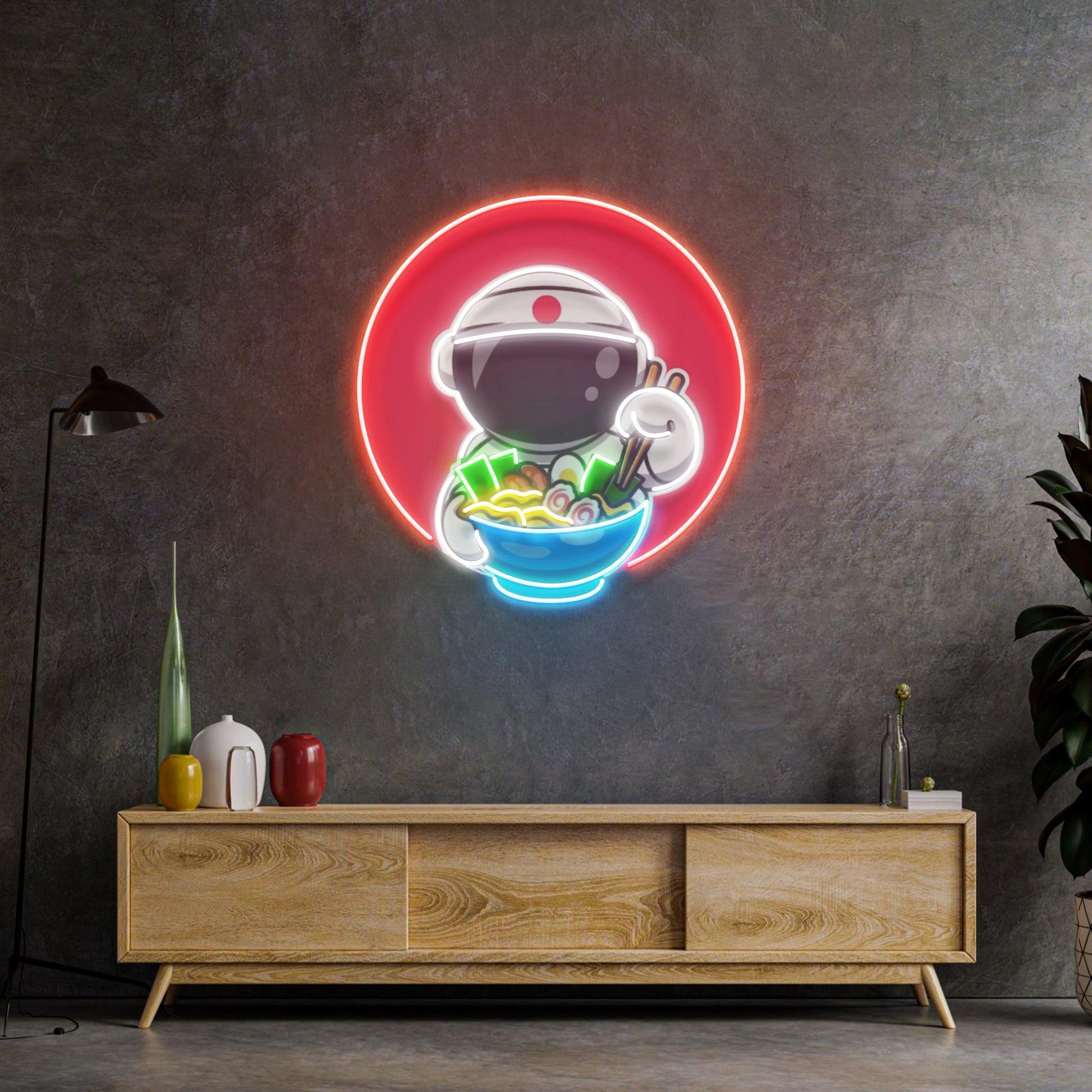 Astronaut Eating Ramen Led Neon Acrylic Artwork - Neonzastudio