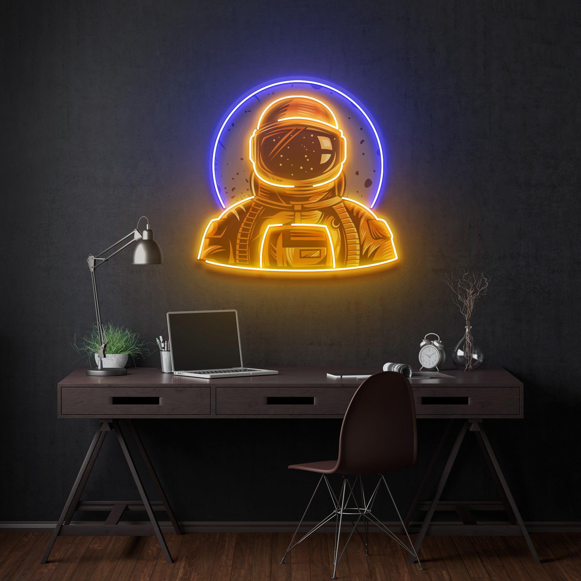 Astronaut Emblem Led Neon Acrylic Artwork – Neonzastudio