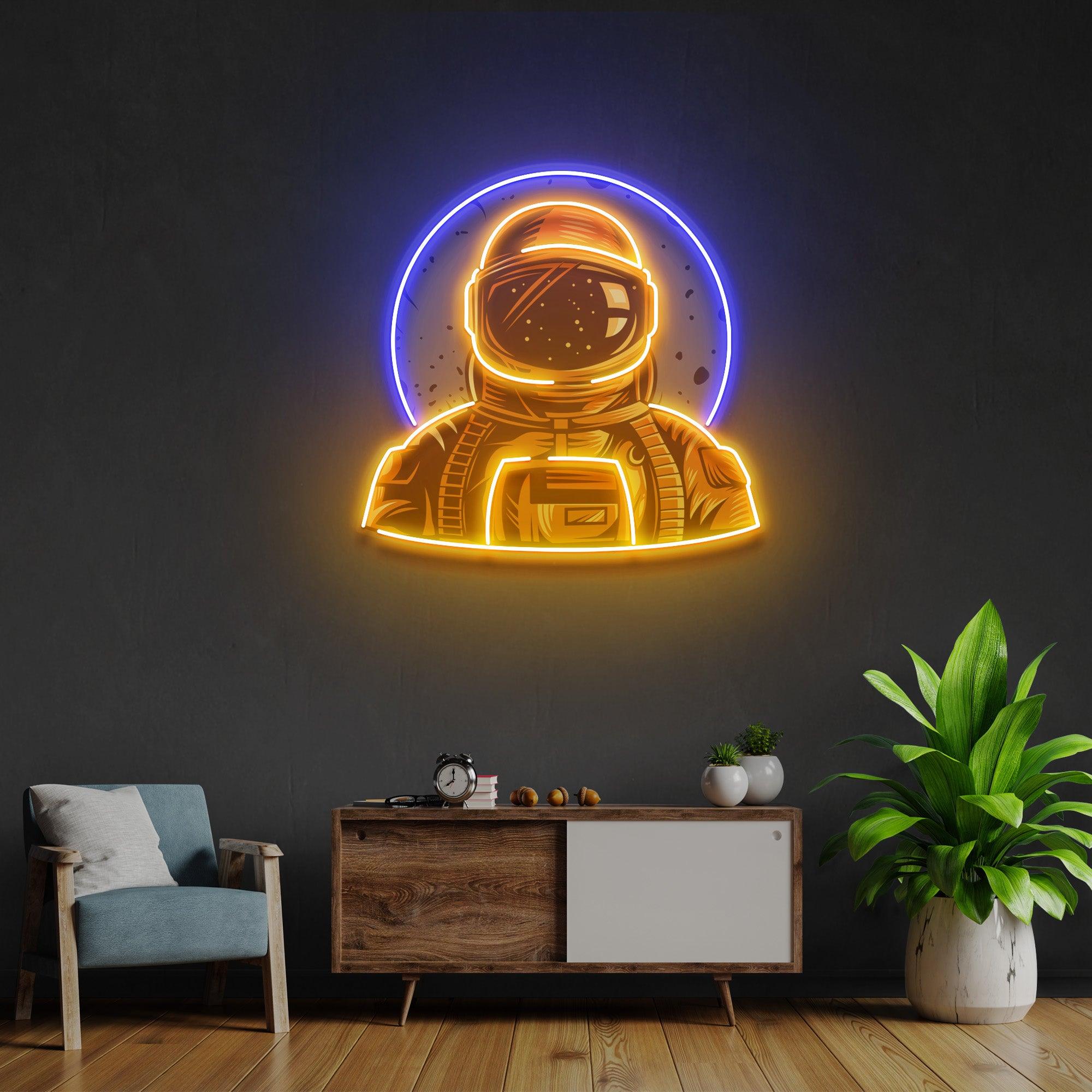 Astronaut Emblem Led Neon Acrylic Artwork – Neonzastudio