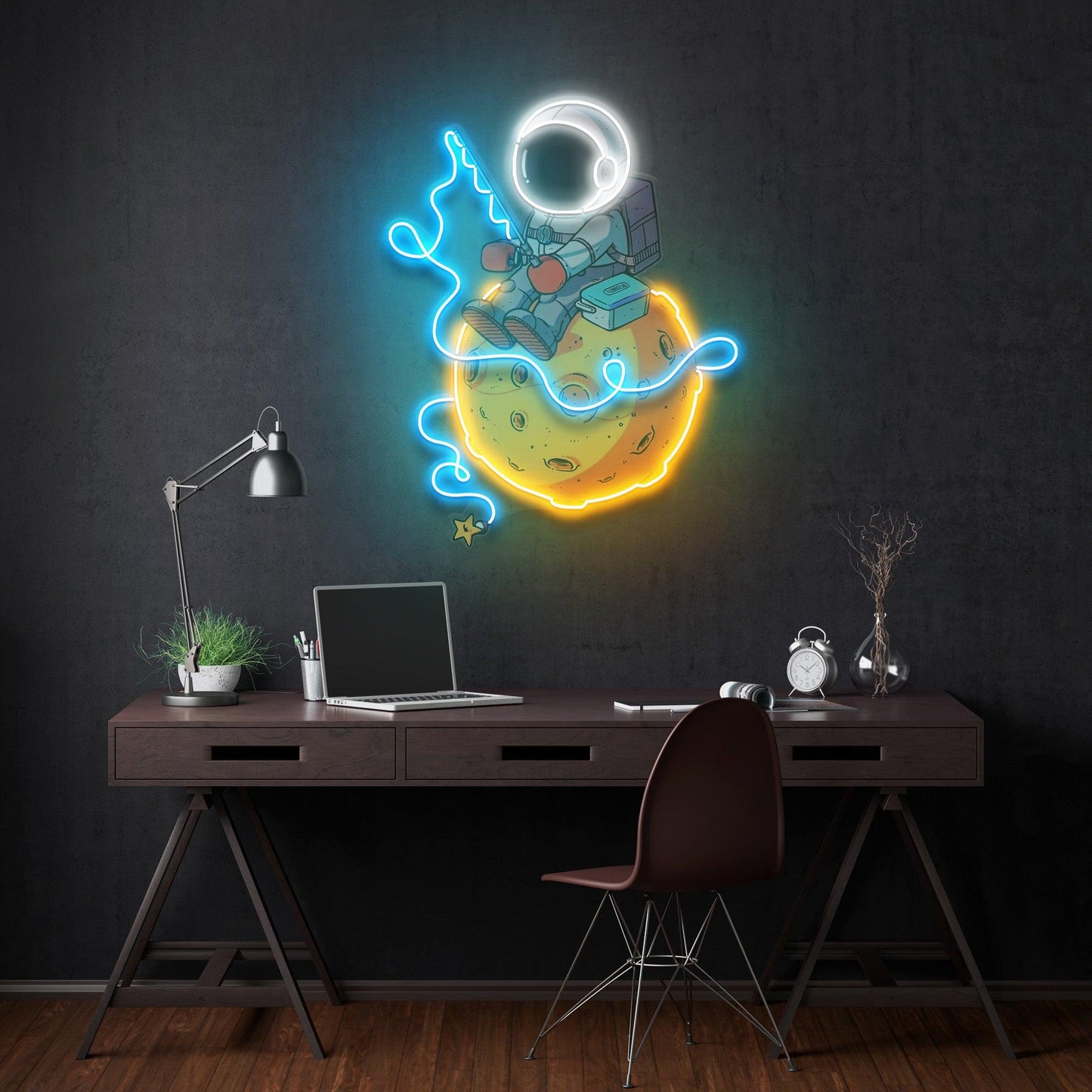 Astronaut Fishing Led Neon Acrylic Artwork - Neonzastudio