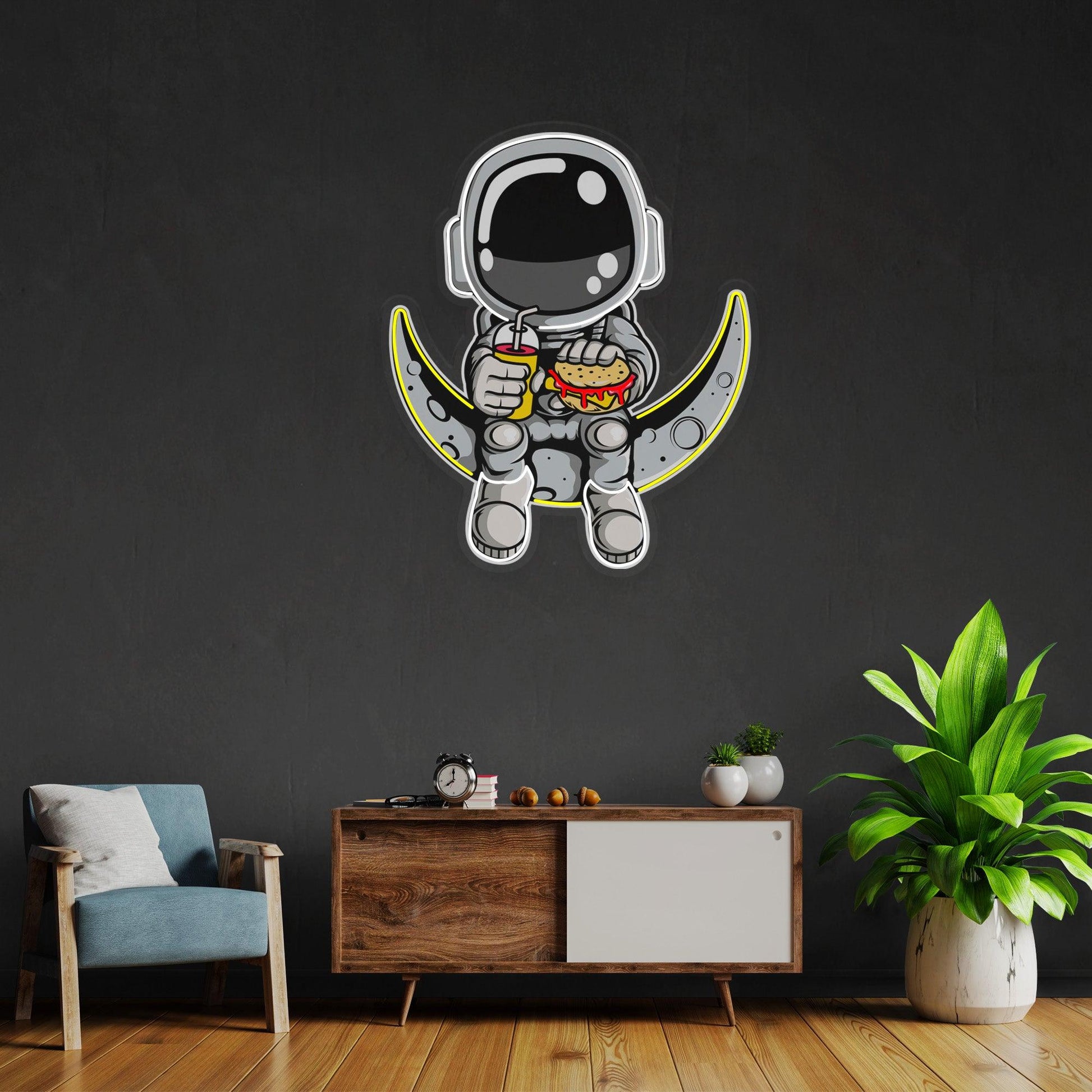 Astronaut Hamburger Led Neon Acrylic Artwork - Neonzastudio
