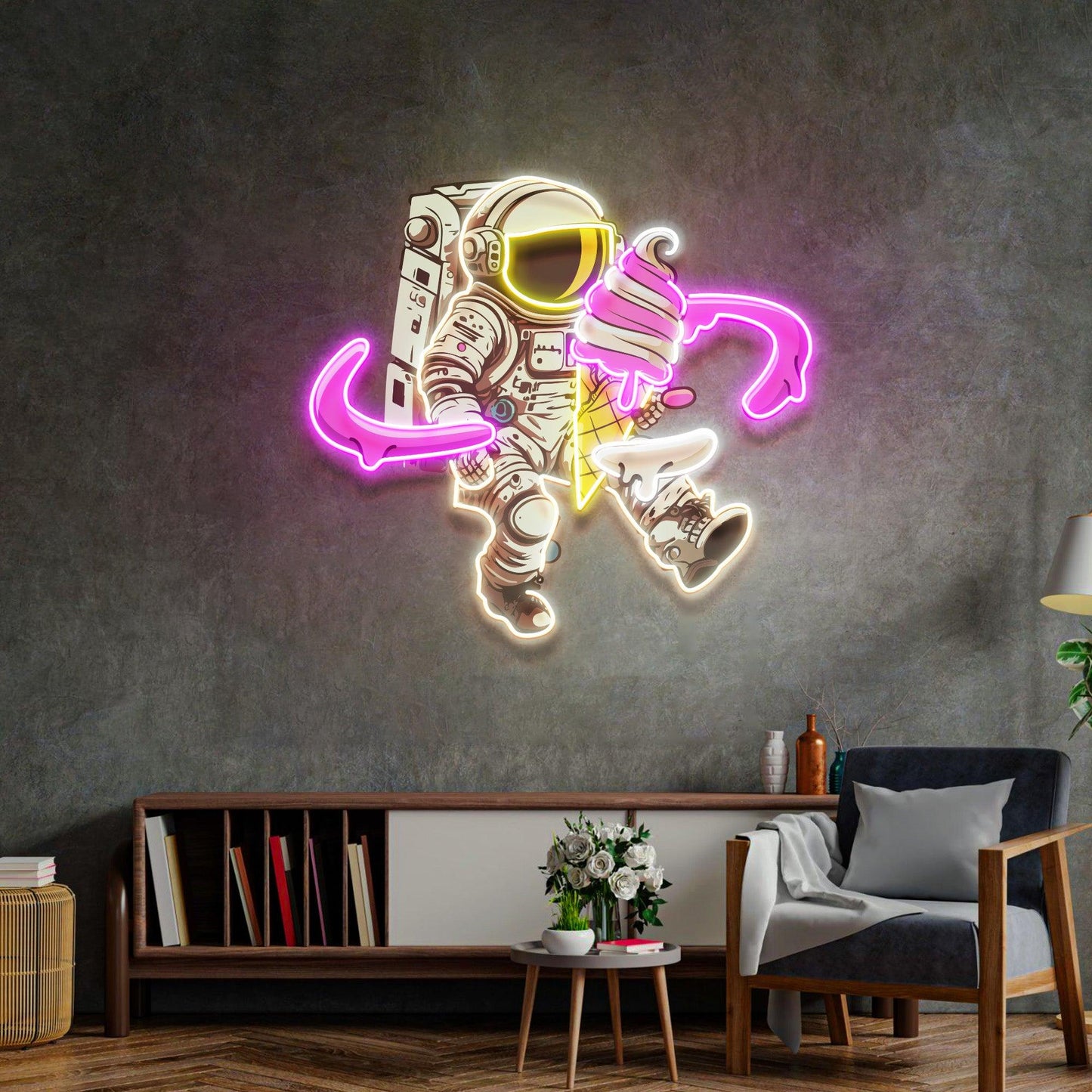 Astronaut Ice Cream Led Neon Acrylic Artwork