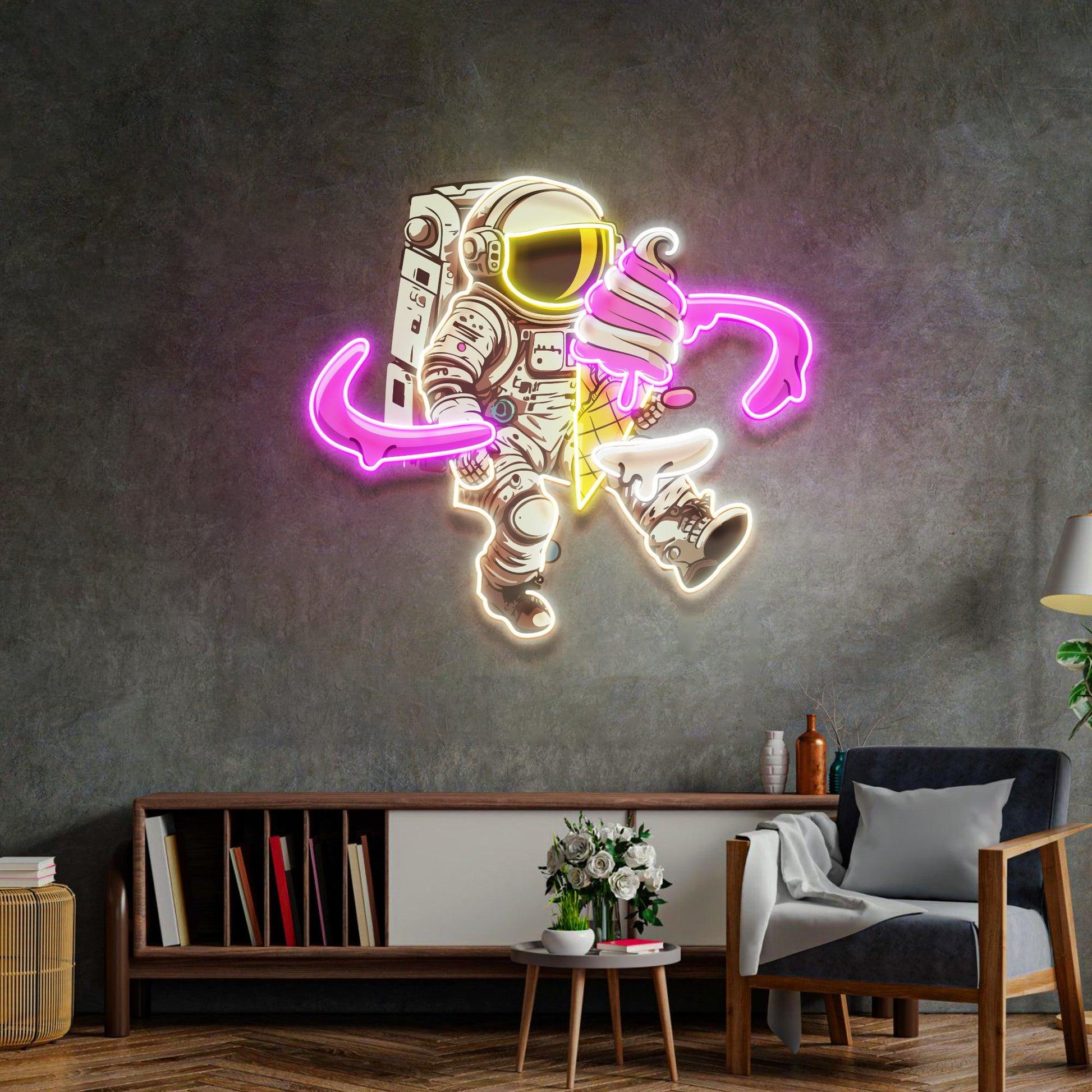 Astronaut Ice Cream Led Neon Acrylic Artwork - Neonzastudio