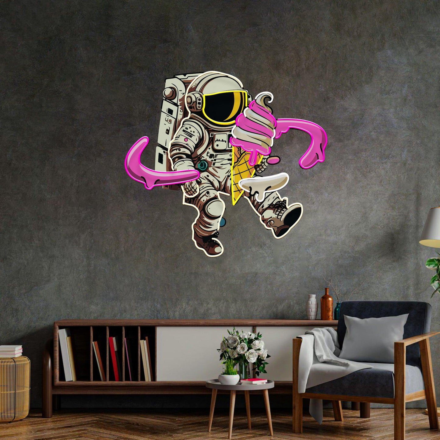 Astronaut Ice Cream Led Neon Acrylic Artwork - Neonzastudio