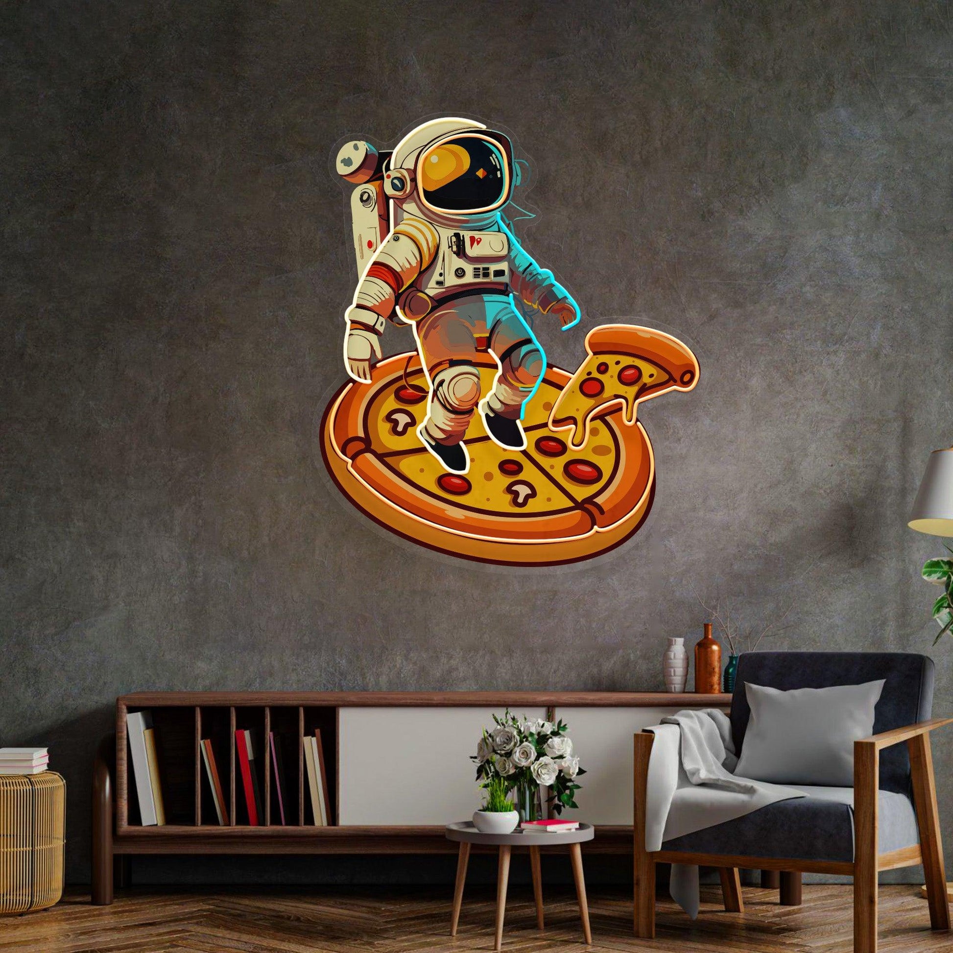 Astronaut Pizza Led Neon Acrylic Artwork - Neonzastudio
