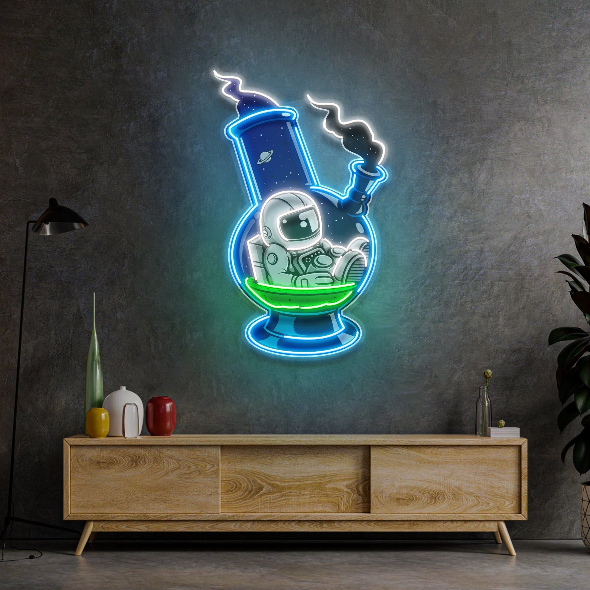 Astronaut Bong Led Neon Acrylic Artwork - Neonzastudio