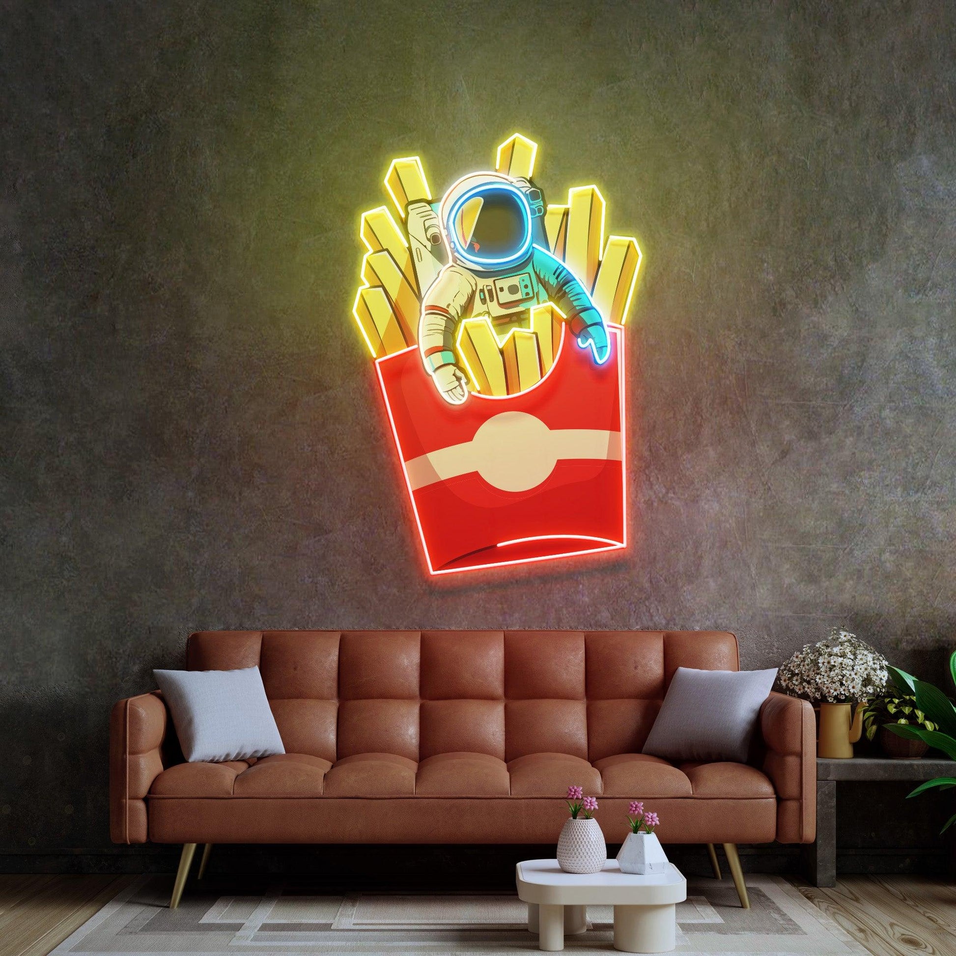 Astronaut on Chips Led Neon Acrylic Artwork - Neonzastudio