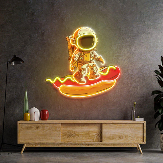 Astronaut on Hotdog Led Neon Acrylic Artwork - Neonzastudio
