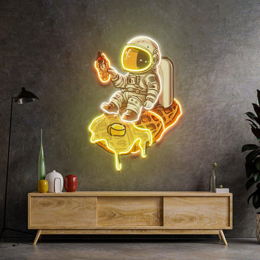 Astronaut on Waffle Led Neon Acrylic Artwork - Neonzastudio