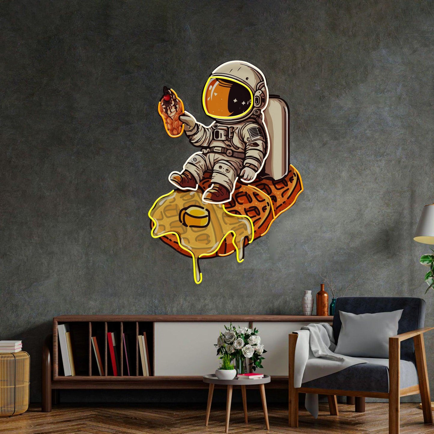 Astronaut on Waffle Led Neon Acrylic Artwork - Neonzastudio
