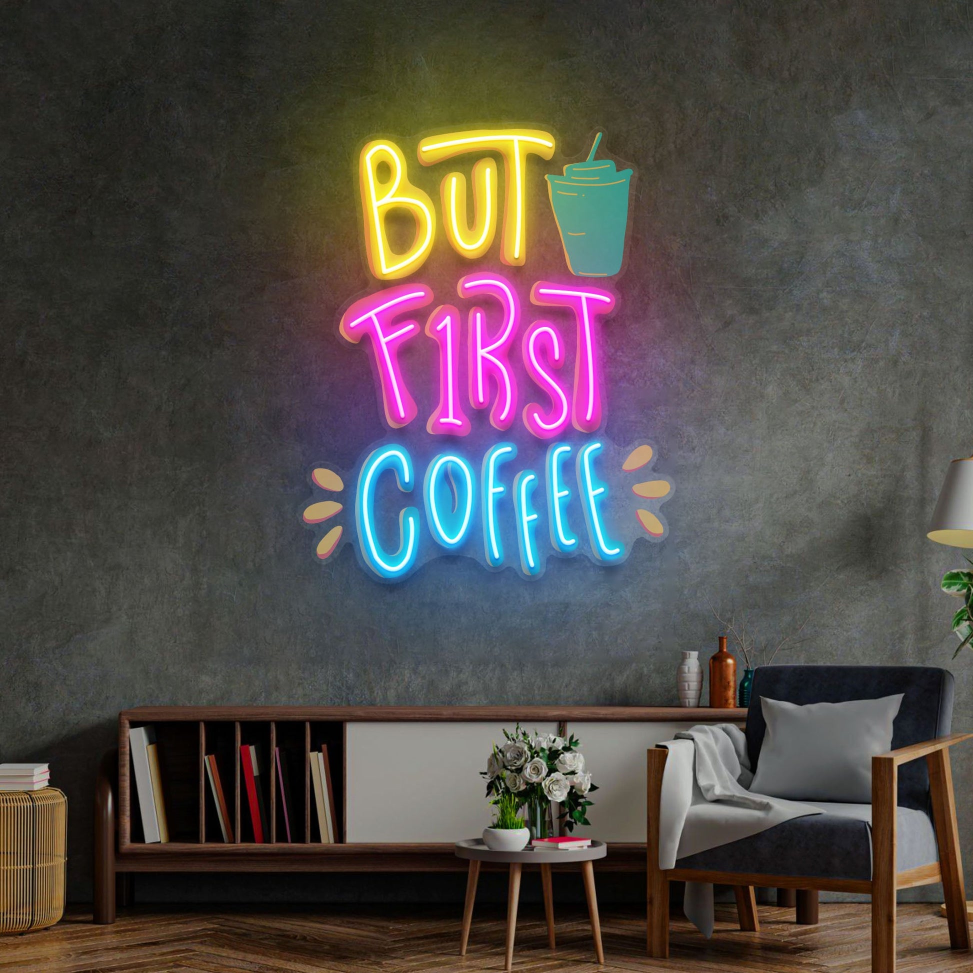 But First Coffee LED Neon Sign Light Pop Art - Neonzastudio