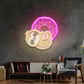 Bear Hugging Donuts LED Neon Sign Light Pop Art - Neonzastudio