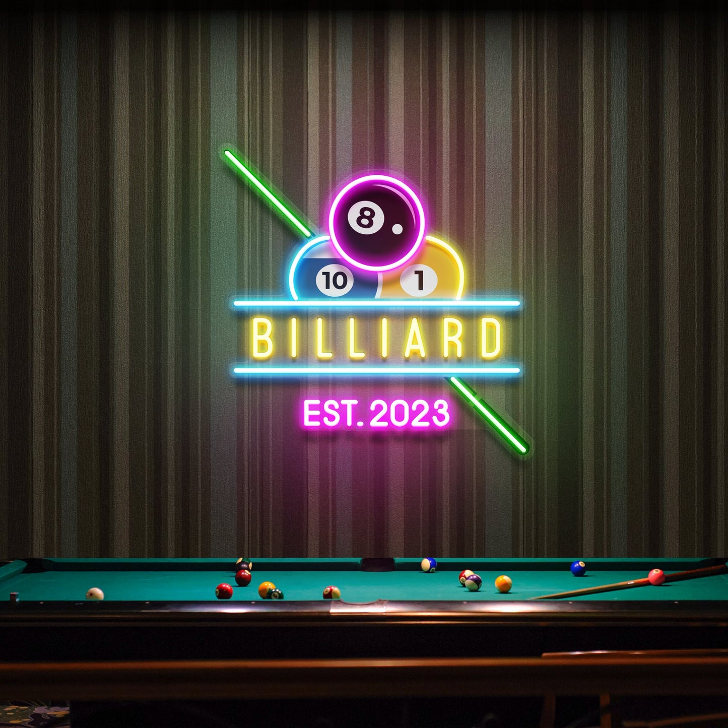 Billiards Pool Room Decor Artwork Led Neon Sign Light