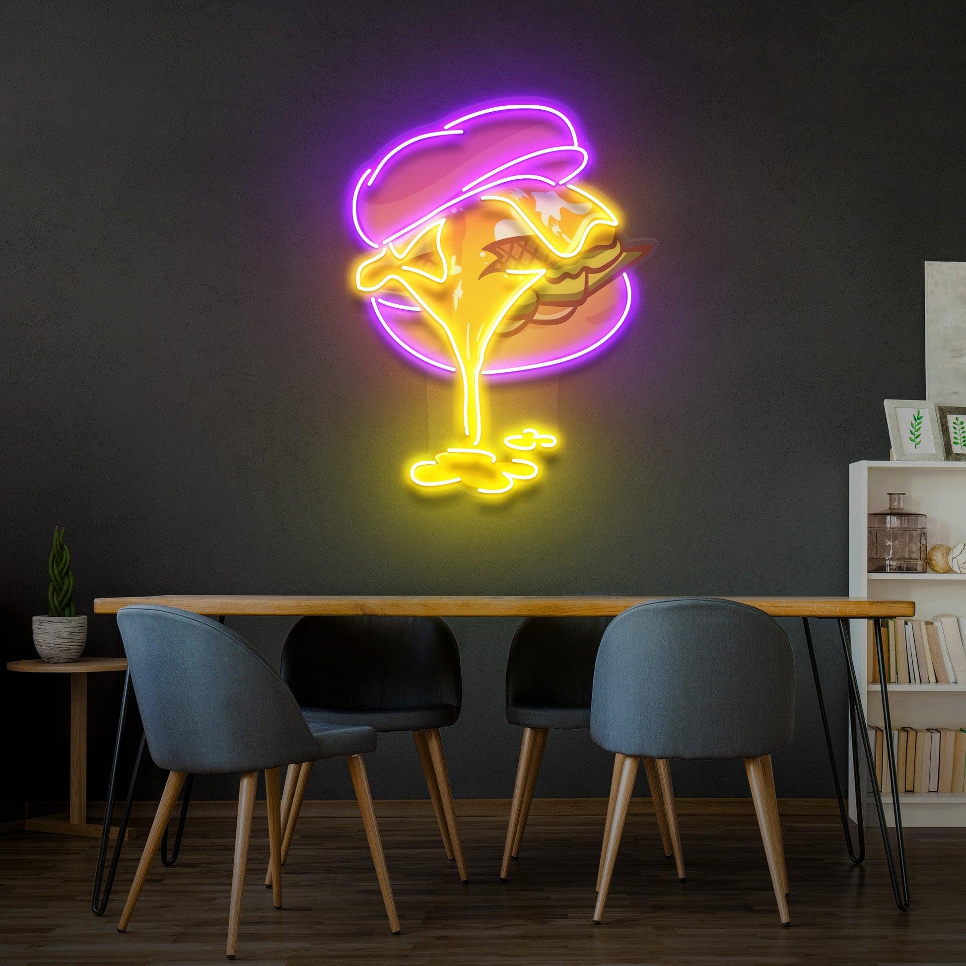 Burger Led Neon Sign - Acrylic Artwork - Neonzastudio