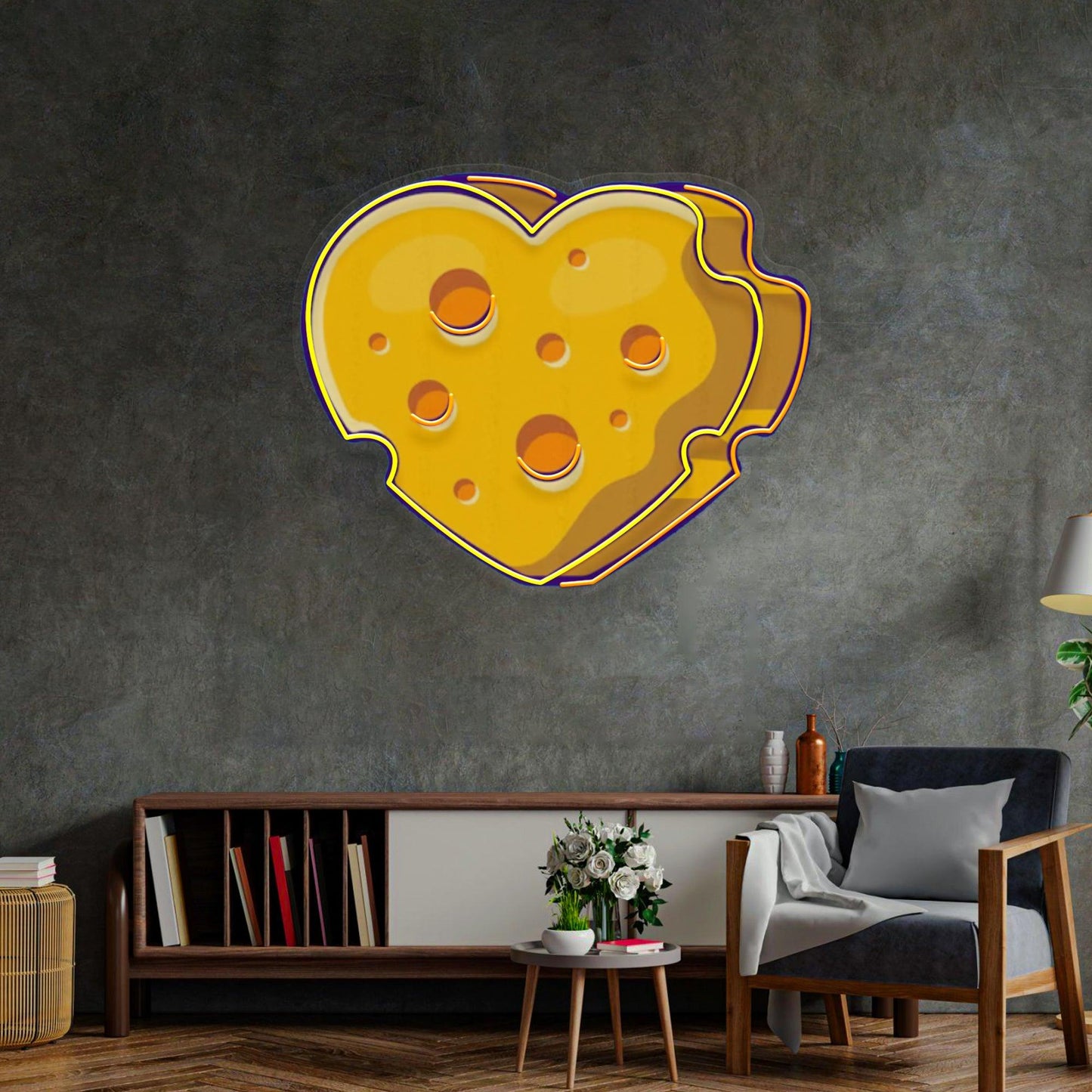 Cheese Heart Led Neon Acrylic Artwork - Neonzastudio