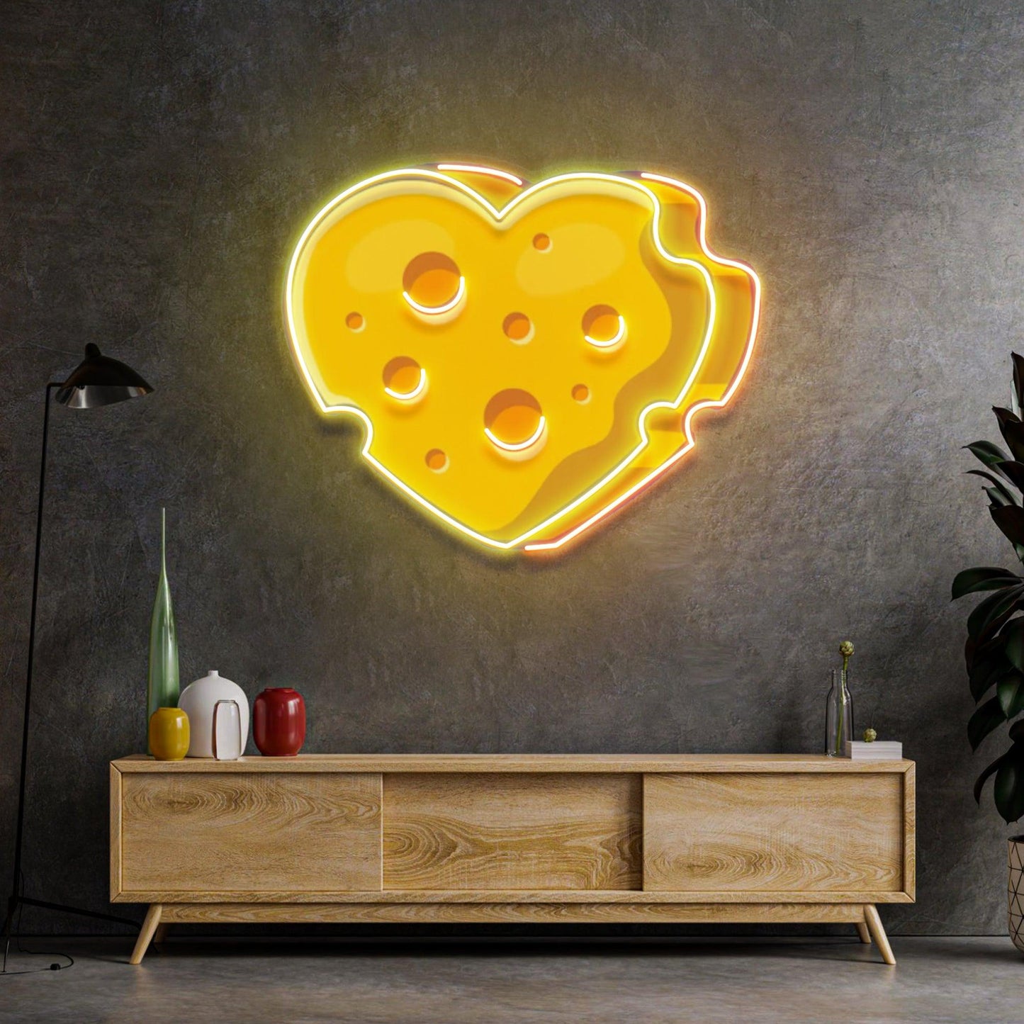 Cheese Heart Led Neon Acrylic Artwork - Neonzastudio