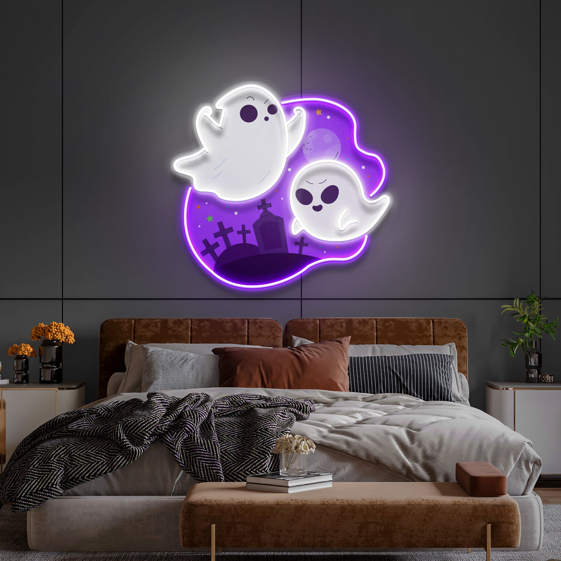 Cute Ghost Halloween Day Artwork Led Neon Sign Light - Neonzastudio