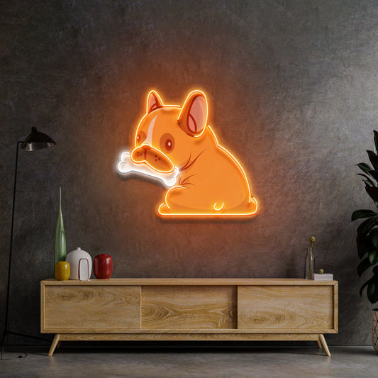 Dog Gnawing Bone LED Neon Sign Light Pop Art - Neonzastudio