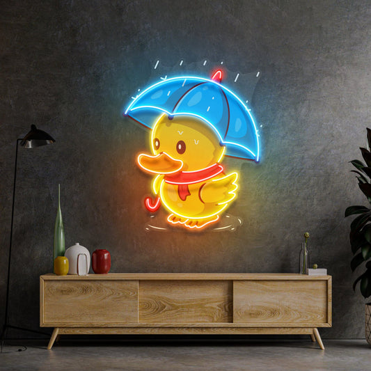 Duck Walking Under Rain LED Neon Sign Light Pop Art - Neonzastudio