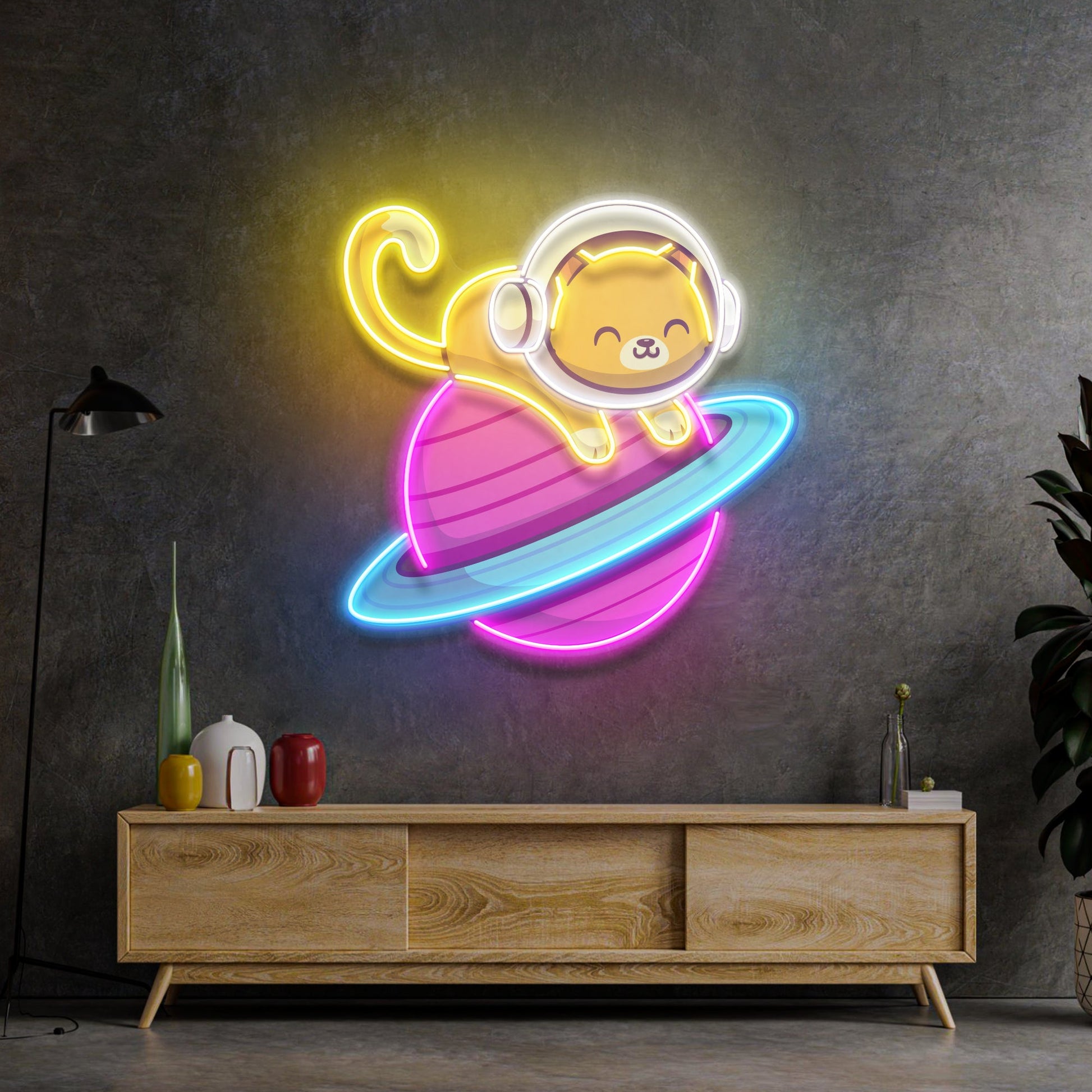 Feeline Astronaut Chilling LED Neon Sign Light Pop Art - Neonzastudio