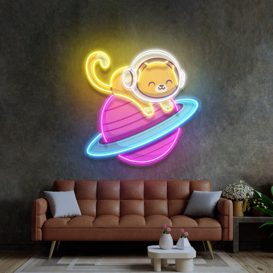 Feeline Astronaut Chilling LED Neon Sign Light Pop Art - Neonzastudio