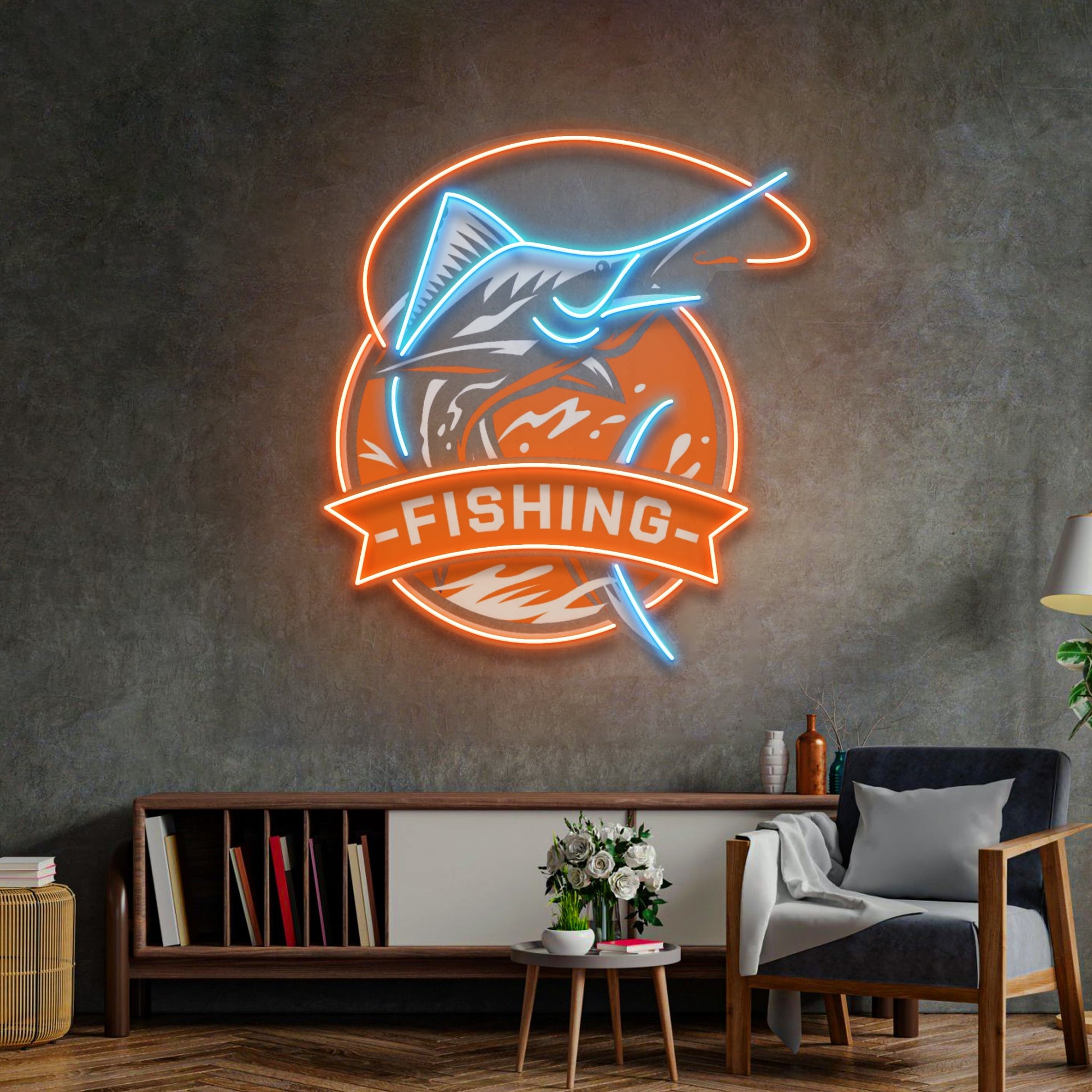 Fishing Logo LED Neon Sign Light Pop Art - Neonzastudio