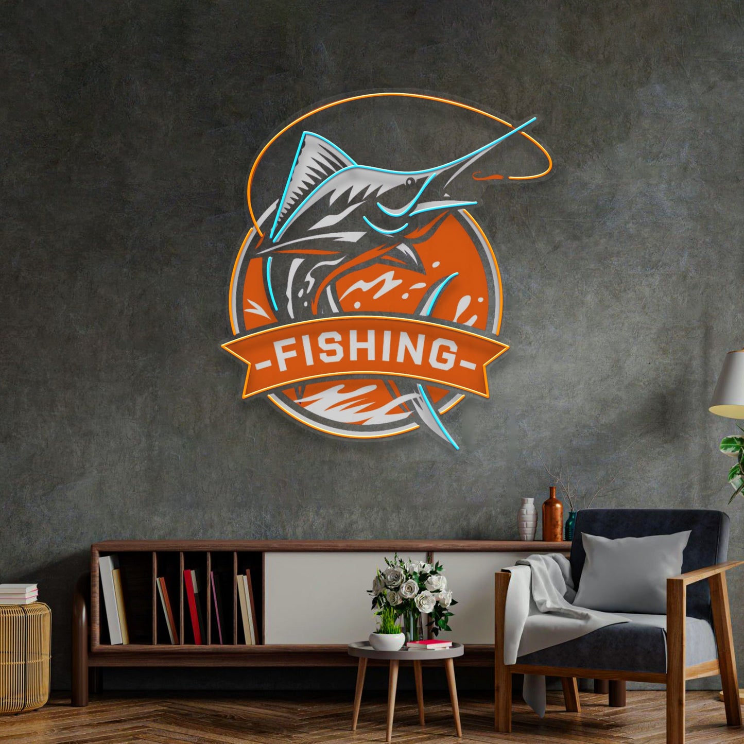 Fishing Logo LED Neon Sign Light Pop Art - Neonzastudio