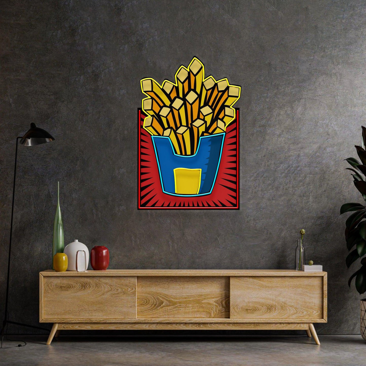 French Fries Led Neon Acrylic Artwork - Neonzastudio