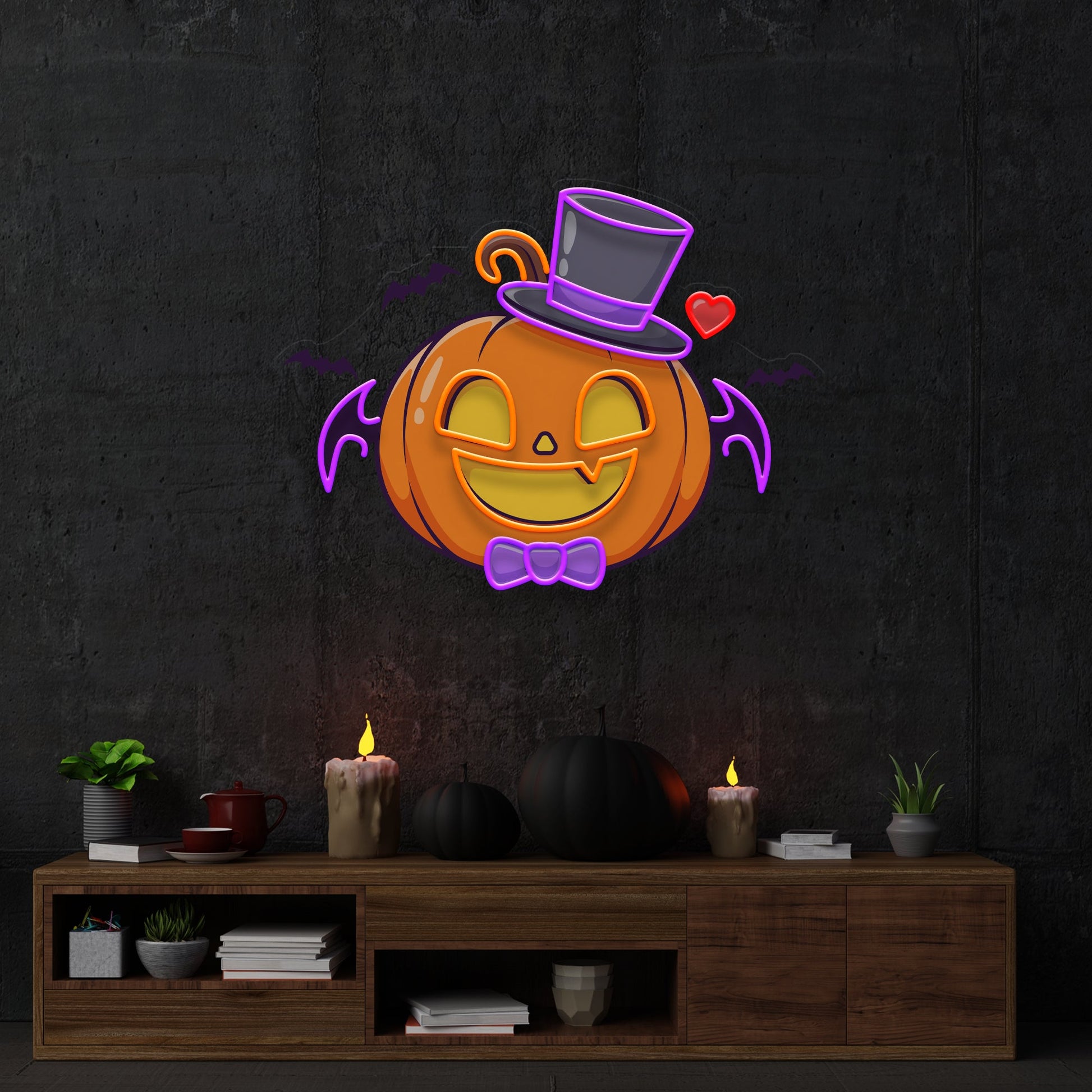 Halloween Monster Pumpkin Artwork Led Neon Sign Light - Neonzastudio